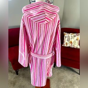 Candy striped red, pink and white robe.